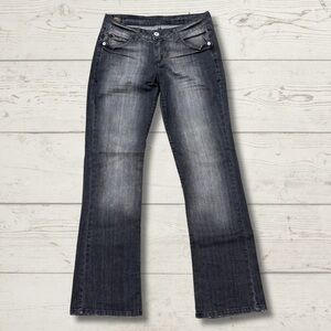 Vtg Lee Y2K Women’s Bootcut Jeans Gray Fade Sz 6 USA Made 32x33 Distress